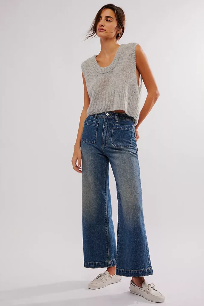 Wide leg jeans Outfit 2024