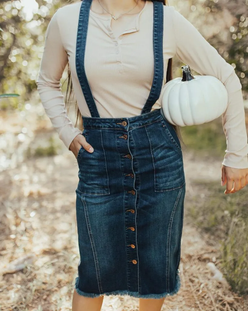 overall skirt outfit aesthetic