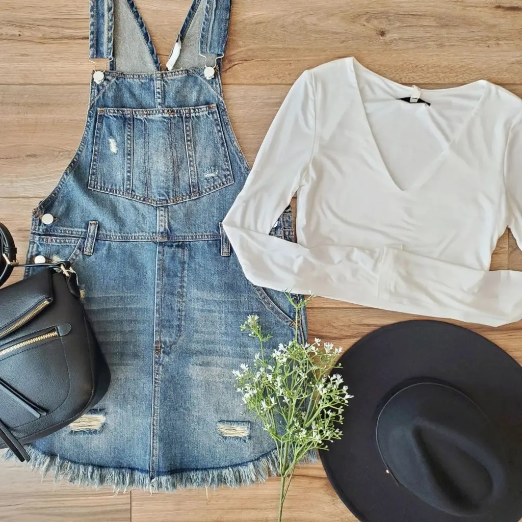 overall skirt outfit fall