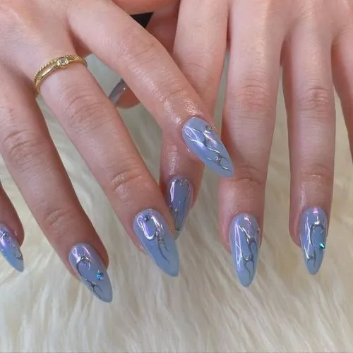 Icy Blue Baby Blue Nails