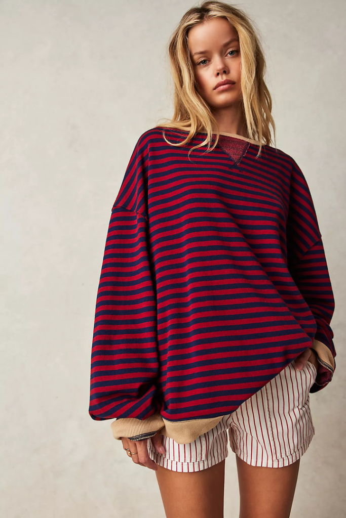  Striped Oversized Crewneck