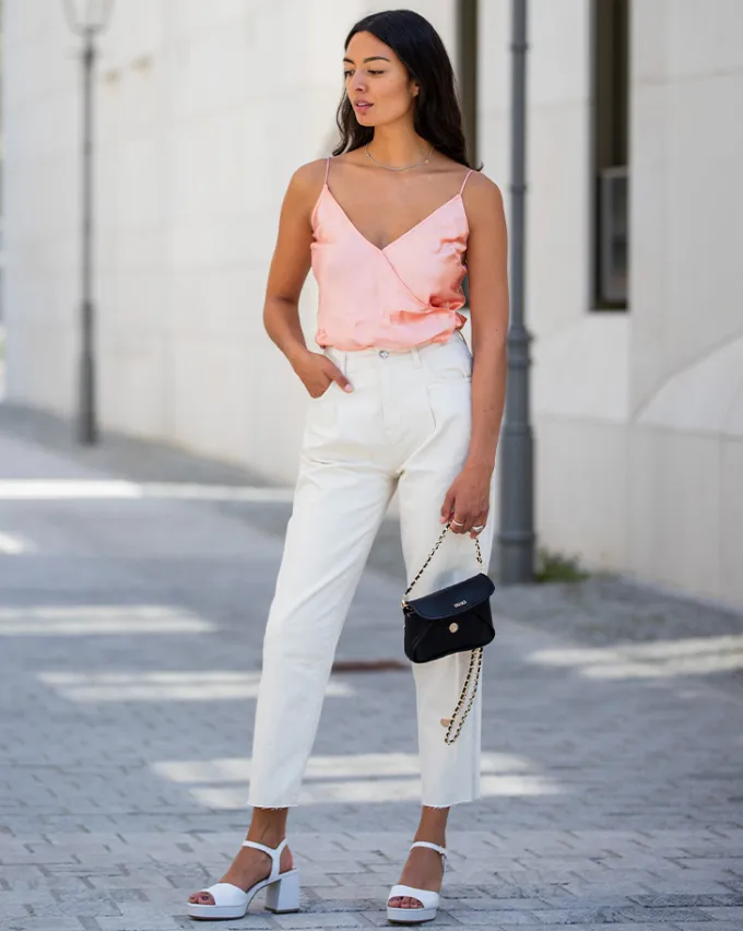 V-Neck Blouse with Tapered Pants