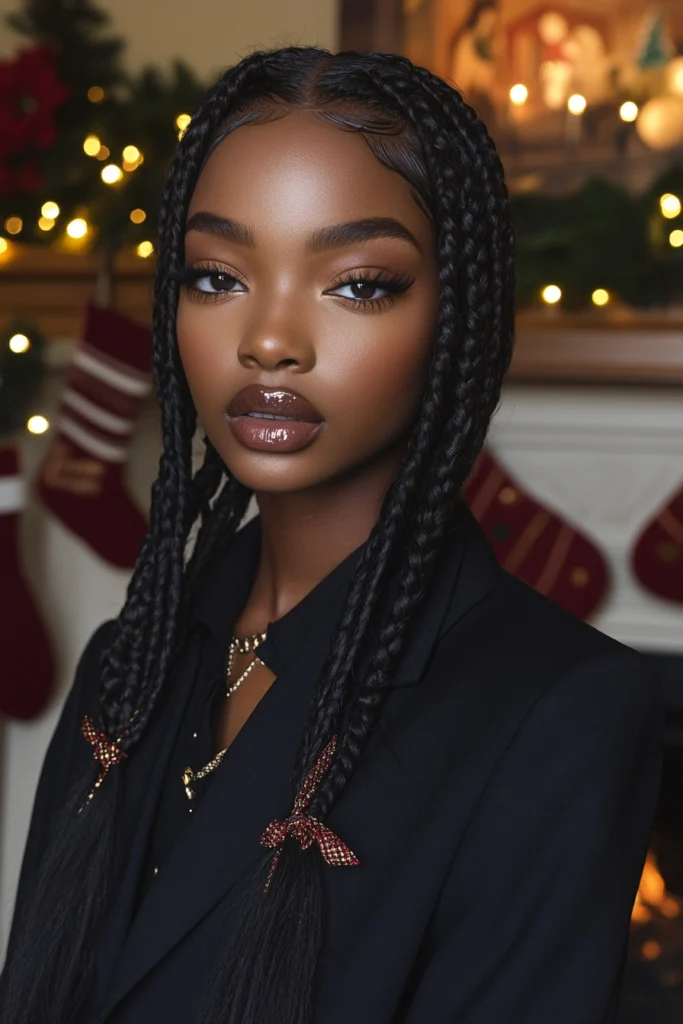 Chic Braided Elegance with a Touch of Holiday Sparkle