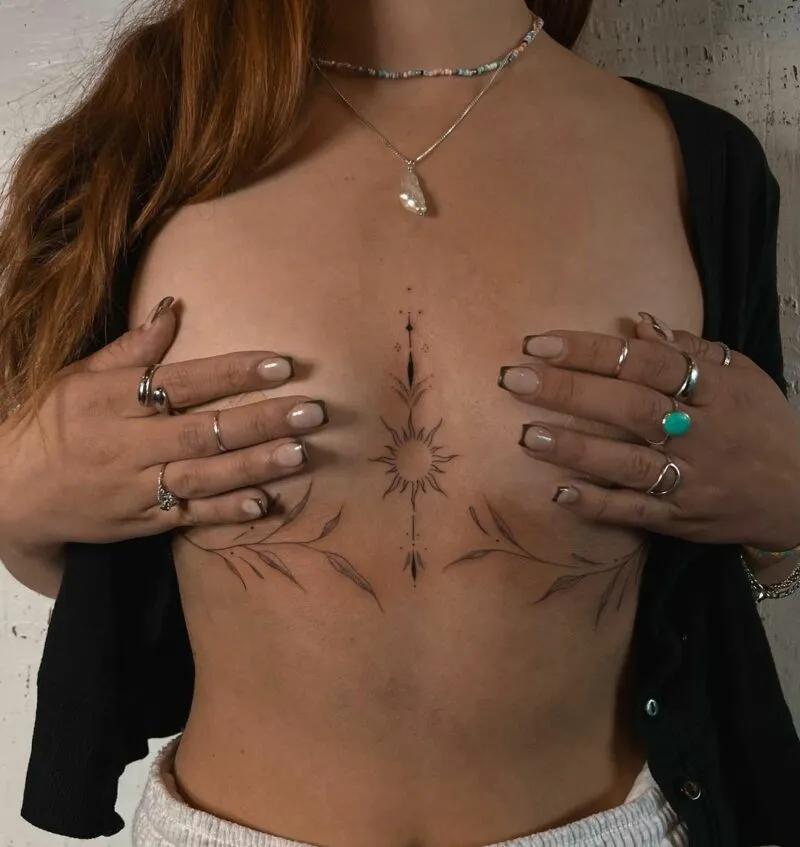 sunshine sternum tattoo