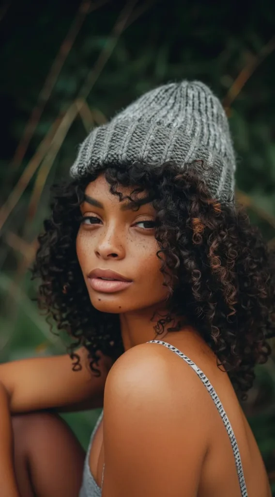 Beanie Over Natural Curls