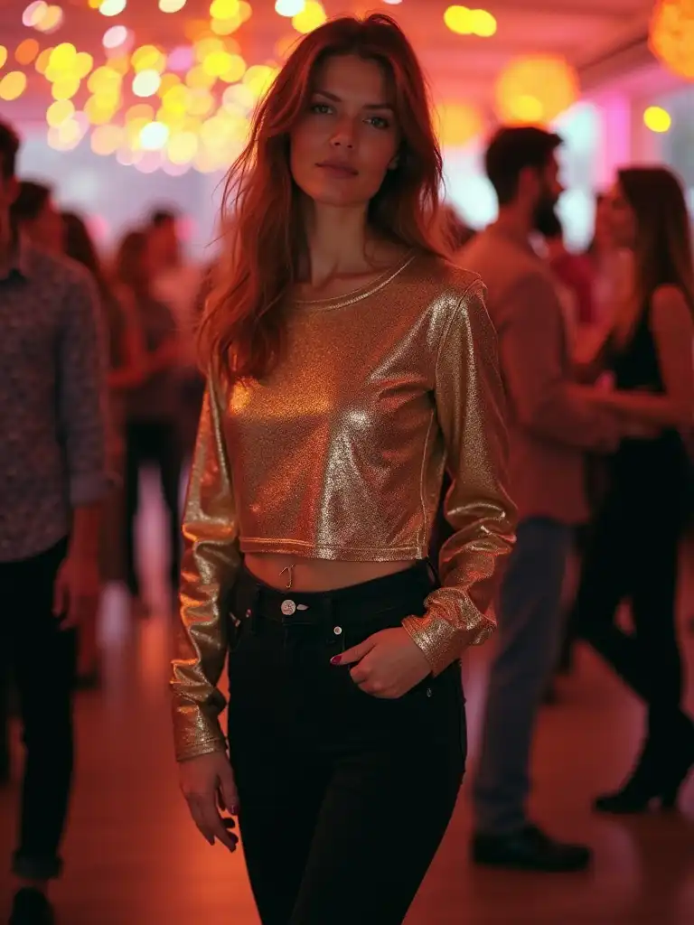 Sequined Top + Black Skinny Jeans