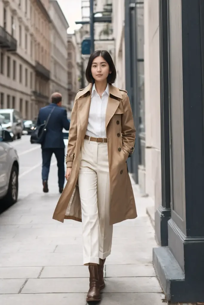 Chic Trench Coat Ensemble Fall Work Outfit