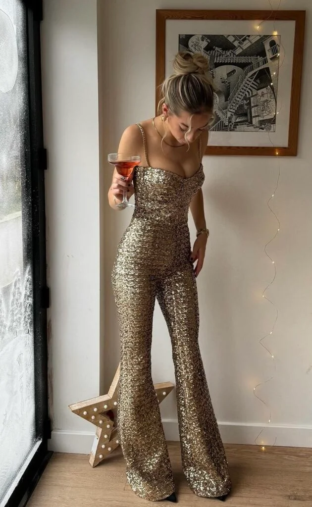 Gold glitter jumpsuit
