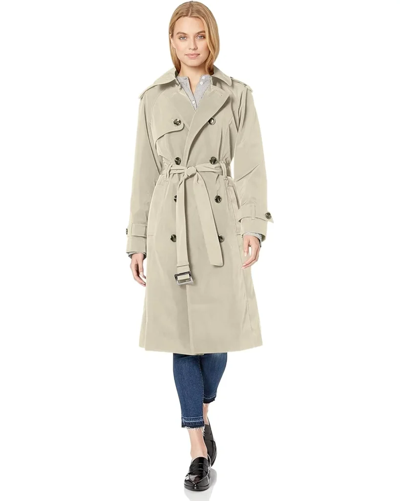 London Fog Women's 3/4 Length Double-Breasted Trench Coat with Belt 