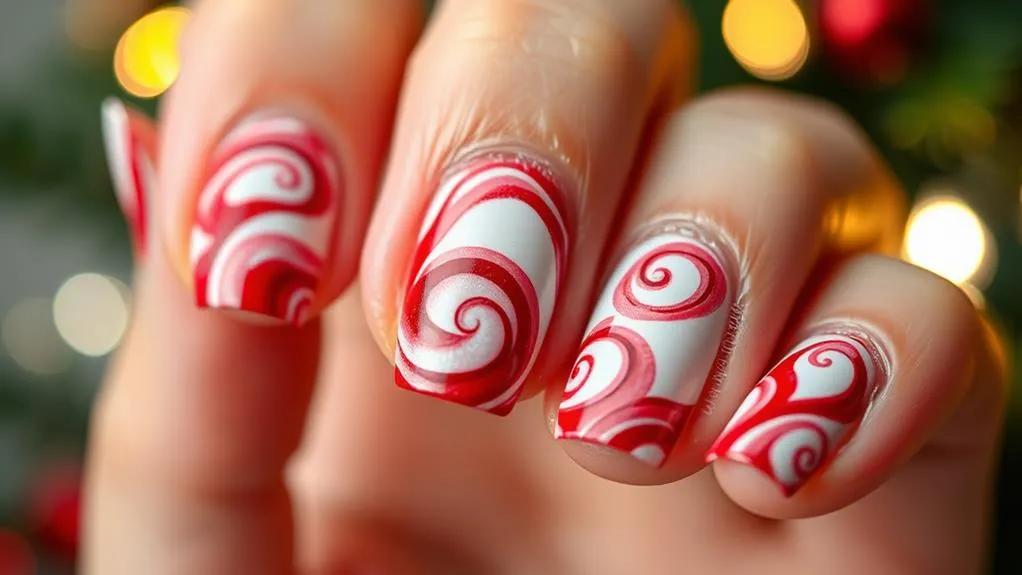 Watercolor Candy Cane Nails