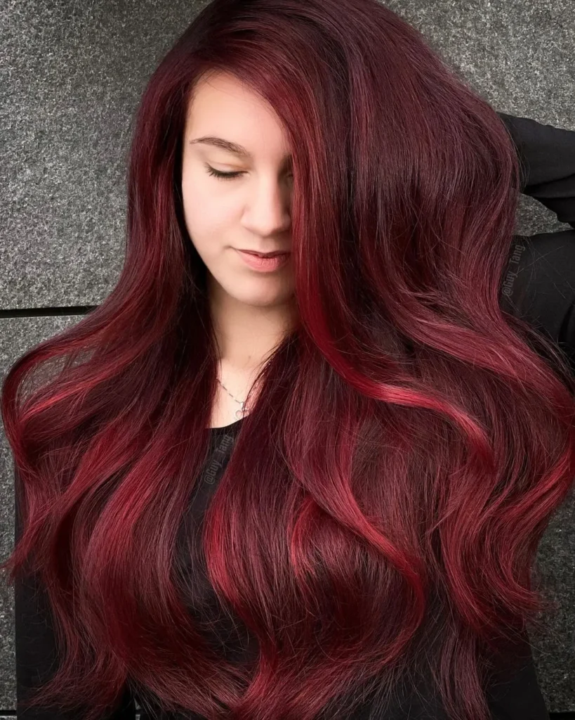 Dark cherry red hair color