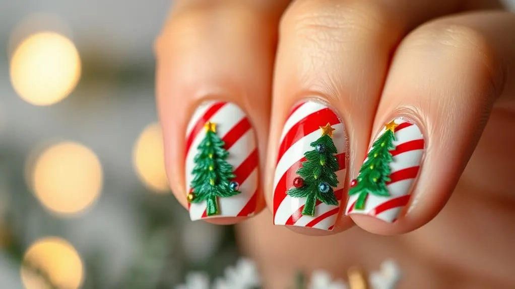 Candy Cane With Christmas Trees