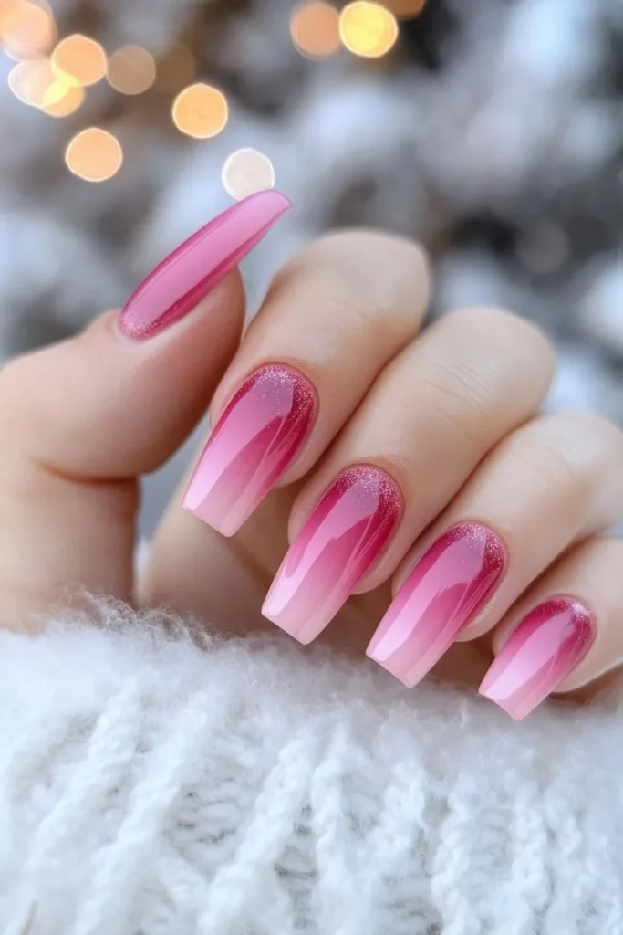 Rosy Ombre Coffin Tips
