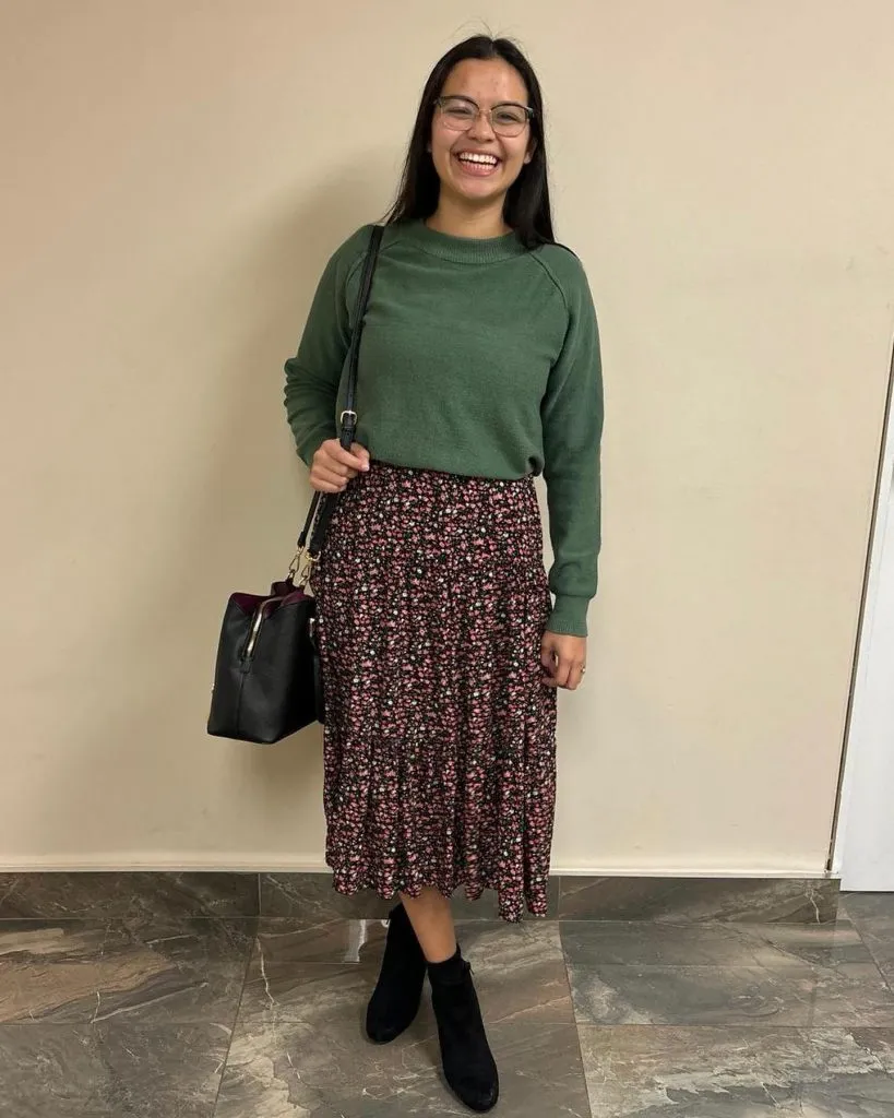 Full Sweater & Floral Skirt