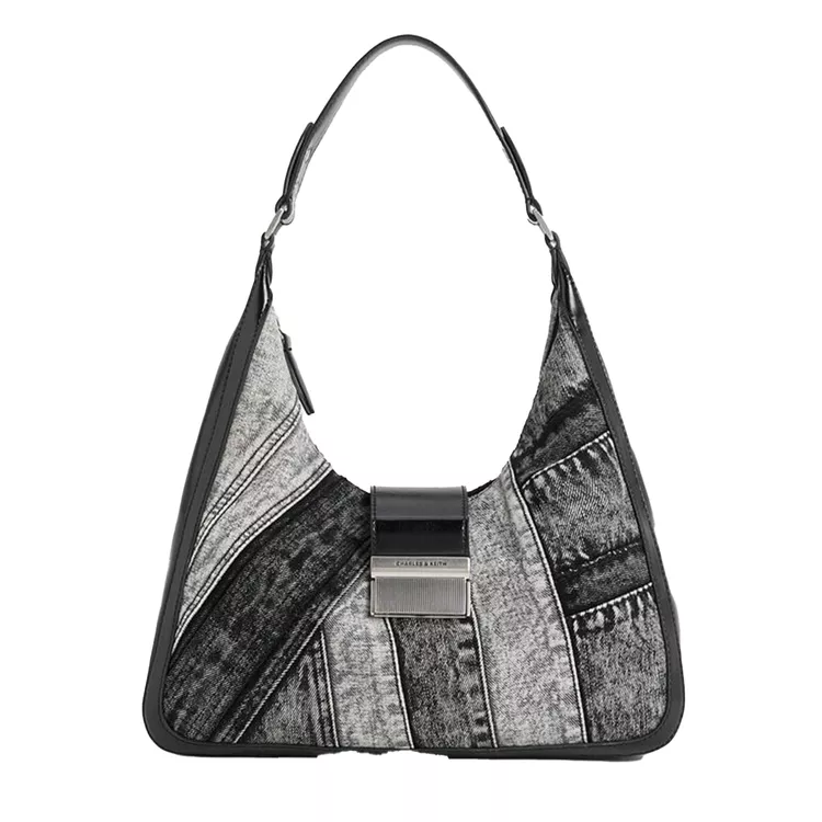 Patchwork: Charles & Keith Charlot Patchwork Denim Hobo Bag
